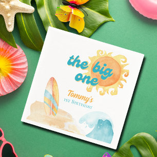 Serviette En Papier L'Aquarelle Big One Surfboard 1er anniversaire