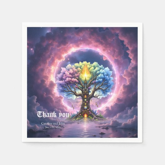Serviette En Papier L'Arbre Céleste des Royaumes Éternels. (Devant)