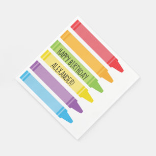 Serviette En Papier L'arc-en-ciel brillamment coloré crayonne la fêt