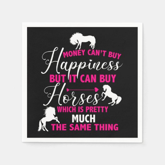 Serviette En Papier L'argent peut acheter des chevaux Hot rose (Devant)