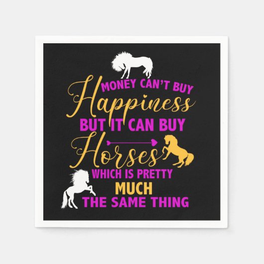 Serviette En Papier L'argent peut acheter des chevaux violet jaune (Devant)
