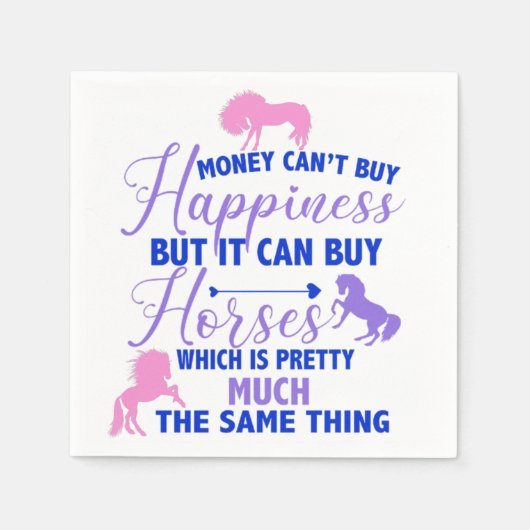Serviette En Papier L'argent peut acheter des chevaux violet rose (Devant)
