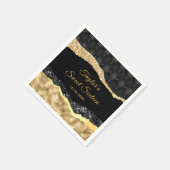 Serviette En Papier Larmes à cristaux noir et or Sweet sixteen (Coin)