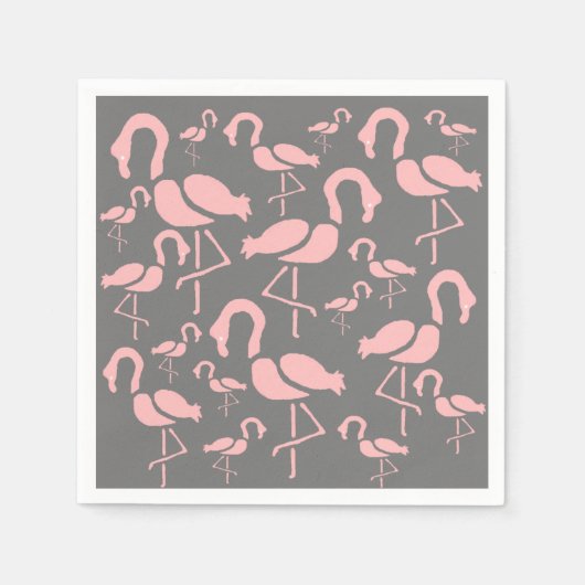 Serviette En Papier L'art des oiseaux de Flamant rose rose amusant (Devant)