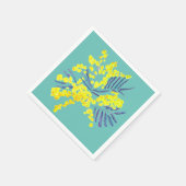 Serviette En Papier L'art floral de Wattle jaune (Coin)