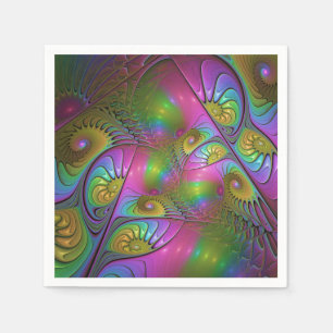 Serviette En Papier L'art fractal abstrait trippy lumineux coloré