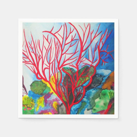 Serviette En Papier L'art océanique de Red Coral Reef (Devant)