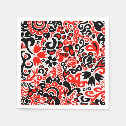 Serviette En Papier L'art populaire ukrainien motif floral abstact (Devant)