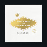 Serviette En Papier Las Vegas Casino Destination Wedding Gold<br><div class="desc">Un design mariage à thème unique dessiné à la main par Las Vegas Casino. Destination moderne Las Vegas, Nevada thème mariage avec cartes à jouer, casino de jeux d'argent illustrations à thème. Un faux papier mariage Las Vegas design idéal pour les mariages à thème casino. Des invitations de mariage et...</div>