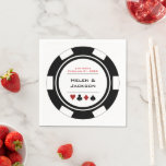 Serviette En Papier Las Vegas Mariage Black White Casino Poker Chip<br><div class="desc">Éblouissez vos invités en servant leur nourriture le long de ces jetons de poker noir et blanc Las Vegas sur le thème des serviettes en papier. Ils sont parfaits pour un dîner de répétition de casino ou pour les tables à la réception. Coordonner la papeterie et les fournitures de fête...</div>