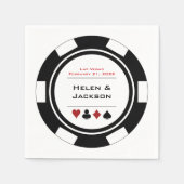 Serviette En Papier Las Vegas Mariage Black White Casino Poker Chip (Devant)