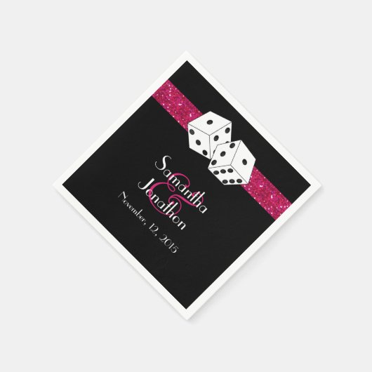 Serviette En Papier Las Vegas Mariage Dice Thème Hot rose Faux Parties (Coin)