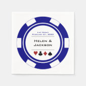Serviette En Papier Las Vegas Mariage Navy Blue White Poker Chip (Devant)