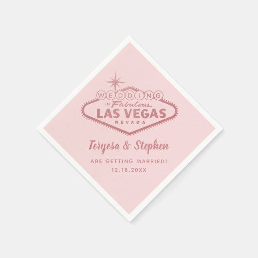 Serviette En Papier Las Vegas Mariage Rose or rose (Coin)