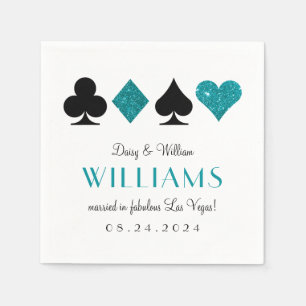 Serviette En Papier Las Vegas Mariage Turquoise et Black Cocktail Napk