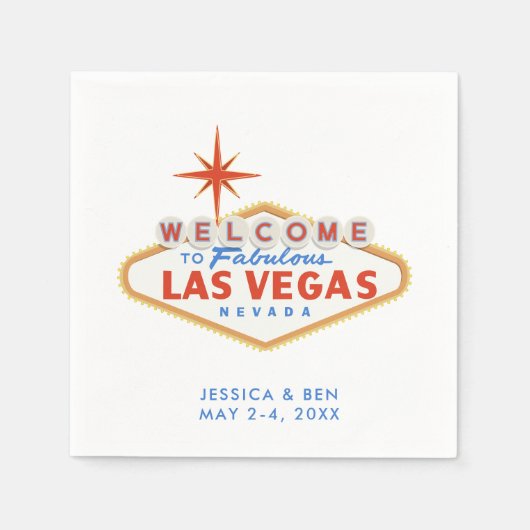 Serviette En Papier Las Vegas Mariage Welcome Party Cocktails Napkins (Devant)