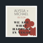 Serviette En Papier Las Vegas Nous Sommes Ce Qui Se Passe Cocktail Mar<br><div class="desc">Un mariage de destination amusant et moderne Las Vegas We Are What Happin Vegas napkin! Ces serviettes personnalisées sont dotées d'une carte graphique rouge en gras, "We are ce qui se passe à Vegas", ainsi que de police et de texte entièrement personnalisables sur l'arrière - plan de crème d'ivoire. Parfait...</div>