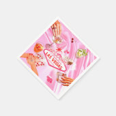 Serviette En Papier Las Vegas Poker Filles Soirée Rose (Coin)