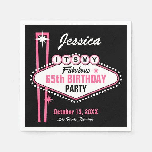 Serviette En Papier Las Vegas Rose C'est mon (Devant)