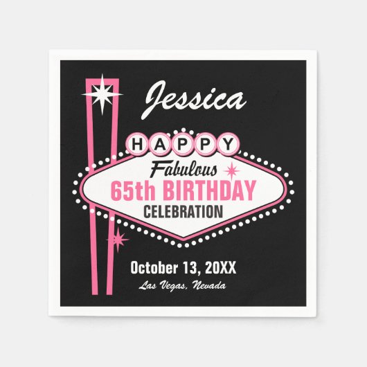 Serviette En Papier Las Vegas rose heureux (Devant)