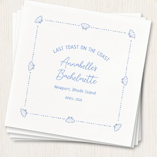 Serviette En Papier Last Toast on the Coast Bachelorette Party Blue