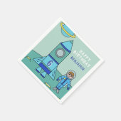 Serviette En Papier L'astronaute Boy and Rocket on Moon Birthday Party (Coin)