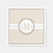 Serviette En Papier Latte, blanc rayé mariage motif (Devant)
