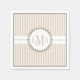 Serviette En Papier Latte, blanc rayé mariage motif