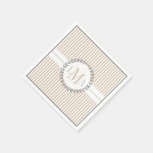 Serviette En Papier Latte, blanc rayé mariage motif (Coin)