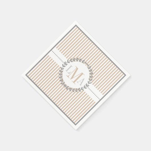 Serviette En Papier Latte, blanc rayé mariage motif (Coin)