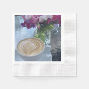 Serviette En Papier Latte et fleurs de pois de senteur