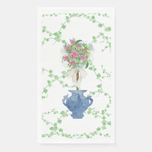 Serviette En Papier Lattice Green Topiary Roses Ginger jars jar (Devant)