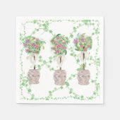 Serviette En Papier Lattice Green Topiary Roses Ginger jars jar (Devant)