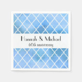 Serviette En Papier Lattique Bleue, Trellis Marocain, Anniversaire (Devant)