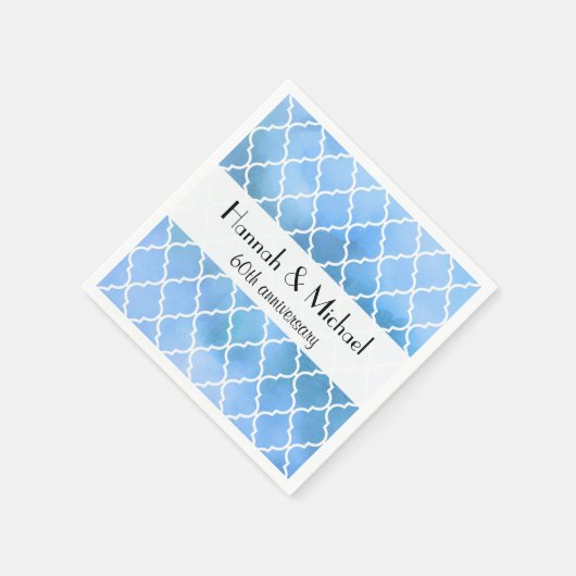 Serviette En Papier Lattique Bleue, Trellis Marocain, Anniversaire (Coin)