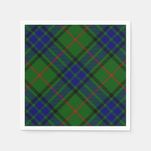 Serviette En Papier Lauder tartan bleu vert plaid (Devant)