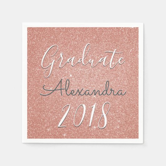 Serviette En Papier Lauréat 2018 Rose Gold - Parties scintillant rose  (Devant)