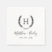Serviette En Papier Laurel Crest Mariage Monogramme (Devant)