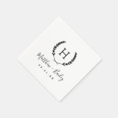 Serviette En Papier Laurel Crest Mariage Monogramme (Coin)