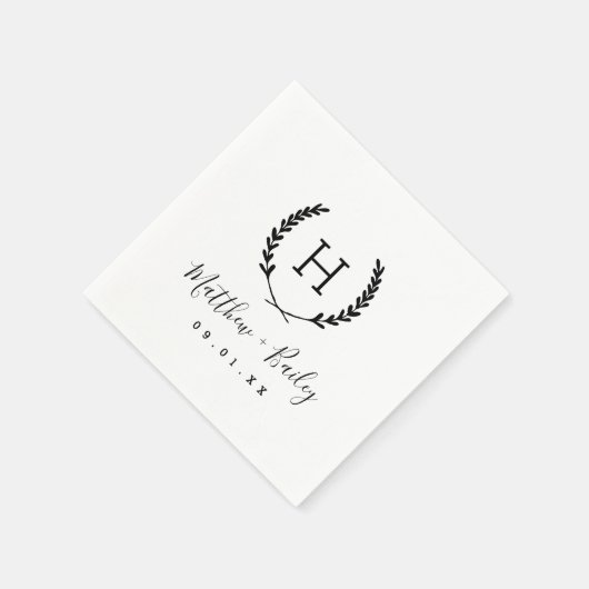 Serviette En Papier Laurel Crest Mariage Monogramme (Coin)