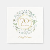 Serviette En Papier Laurel Floral Garland Elégant Or 70e anniversaire (Devant)
