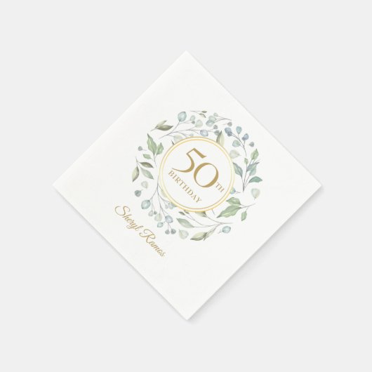 Serviette En Papier Laurel Garland Gold 50e anniversaire (Coin)