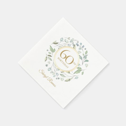 Serviette En Papier Laurel Garland Gold 60e anniversaire (Coin)