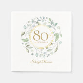 Serviette En Papier Laurel Garland Gold 80e anniversaire (Devant)