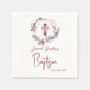 Serviette En Papier Laurel Garland rose Gold Baptême Christening