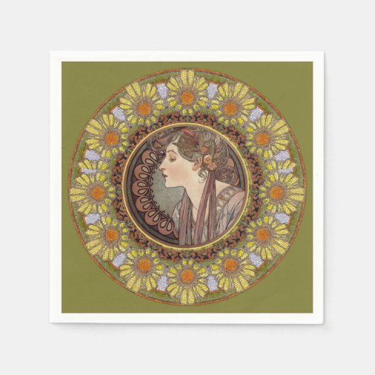 Serviette En Papier Laurel par Alphonse Mucha (Devant)