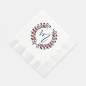 Serviette En Papier Laurel Wreath Monogramme M Étoiles et rayures USA (Coin)