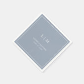 Serviette En Papier Lauren Dusty Blue Monogram Mariage élégant (Coin)
