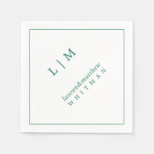 Serviette En Papier Lauren Emerald Green Monogramme Mariage élégant (Devant)