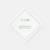 Serviette En Papier Lauren Emerald Green Monogramme Mariage élégant (Coin)
